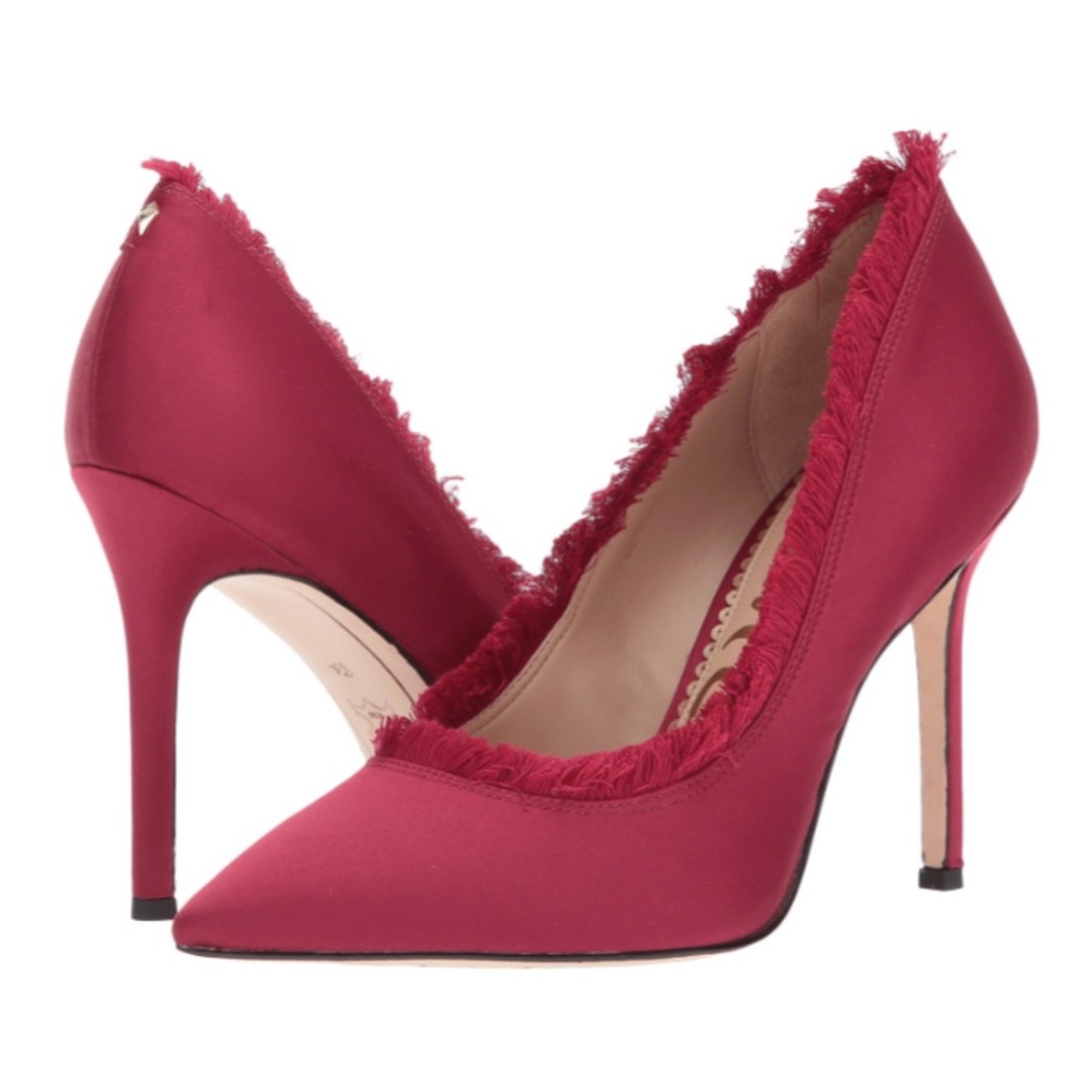 Sam Edelman Halan Holiday Red Fringed Satin Pump